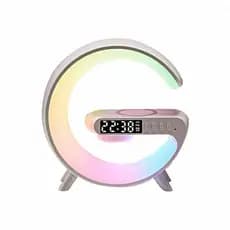 Abajur LED G63 RGB com Relógio Digital Despertador Luz Decorativa e Base de Carregamento