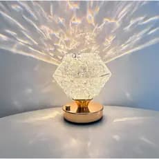 Abajur de Cristal com Design Elegante, Toque Touch e 3 Cores de Luz com Cabo USB