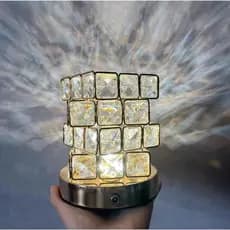 Luminária Elegante com Toque Touch, Abajur Cristal com Cabo USB e 3 Modos de Luz