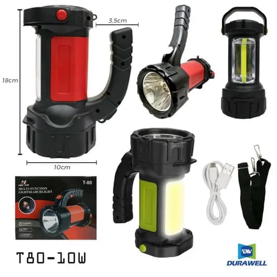 Lanterna Super Potente Power Bank Multi-função Farolete Sinalizador T-80 10w