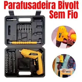 Kit Parafusadeira Recarregável 3.6V Bivolt Sem Fio Portatil com 46 Acessórios e Maleta PROMOÇÃO !!!
