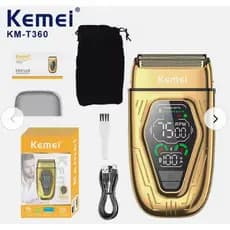 Barbeador Shaver Display Led Profissional 7500 RPM Bivolt Recarregável Portátil Kemei KM-T360