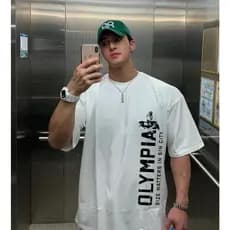 [Camiseta Premium em Algodão Puro]GXG Camisa Oversized Olympia Treino 100% Algodão Grande P ao G3 Fitness Modelo Grande