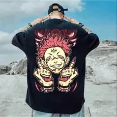 [Camiseta Premium em Algodão Puro]GXG Camisa Anime Oversized Rengoku Miniatura Akuma Toys Kunai