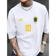 [Camiseta Premium em Algodão Puro]GXG Camisa Oversized Brasileira Joga Bonito Brasil Copa do Mundo Brasileiro Hexa