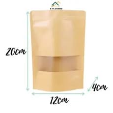 Saco Kraft Stand Up Pouch c/ Visor Zip Lock 12x20+4 c/ 100 unidades