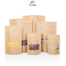 Saco de vedação autônomo de papel Kraft, saco de embalagem de alimentos com zíper 9 × 14 cm 50/100 peças