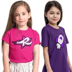 Kit 2 Camiseta Emilly Vick Leozin Katlen Infantil Lâmpada Amarela Turma Dos Rosas