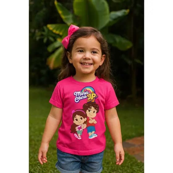 Camiseta Maria Clara E Jp Show Blusa Youtuber Jogos Pink Infantil Festa Presente Passeio Juvenil Unissex Camisa presente