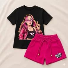 Kit Infantil Feminino juvenil,Infantil Blusa+Short De linho Personalizado/Camisa Emily Vick /Yotuber Envio rapido