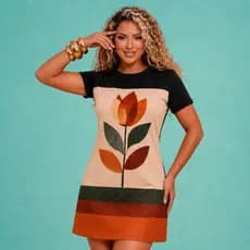 Vestidos Plus Size Estampa Exclusiva Tecido Leve com Sedinha Digital Vários Tamanhos Midi
