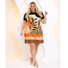 Vestido Plus Size Soltinho com Tecido Leve e Sedinha Digital Aquele Que Todo Mundo Quer e Você Precisa Ter