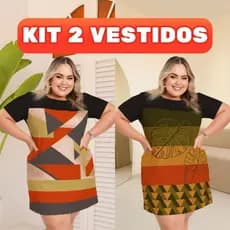 Kit de Vestidos Soltinhos Elegantes e Confortáveis em Sedinha Digital Para Praia e Verão