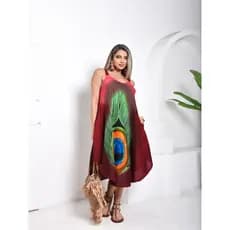 Vestido Feminino Longo Casual Indiano Praia Verão Viscose