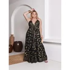VESTIDO INDIANO FEMININO LISO COSTA NUA