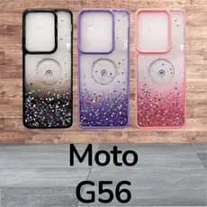 kit Capa Glitter  com Suporte Pop Ring para Moto G56 5G – Antichoque Luxo + película