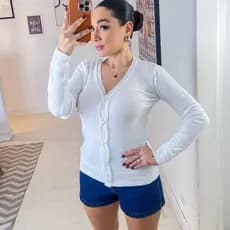 Casaco Tricot Lisa Com Botões Elastano Lindo Moda Super Envio !