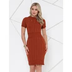 Vestido feminino de Tricot  com gola redonda e mangas curtas, simples e confortável!!!