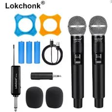 Microfone Sem Fio UHF 2 Canais Fixo – Ideal p/ Karaokê, Igreja, Eventos, Show e Reuniões