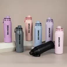 Garrafa Térmica 950ml Personalizada Inox Fosco Esportivo Parede Dupla Bebida Gelada Quente BPA Livre