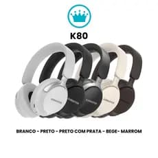 Fone De Ouvido Headset Premium Bluetooth Sem fio Estéreo K80 KIMASTER Headphone Microfone Embutido