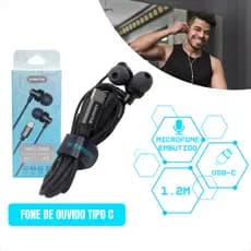 Fone De Ouvido Gamer KIMASTER Tipo-C Microfone Embutido Intra-Auricular com Borrachinha 1,2 Metros