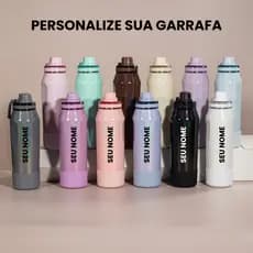 Garrafa Térmica 950ml Inox Holográfico Personalizável Parede Dupla Bebida Gelada Quente Academia