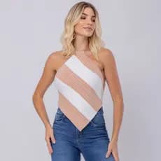 Top Tricô Frente Única Feminino Listrado