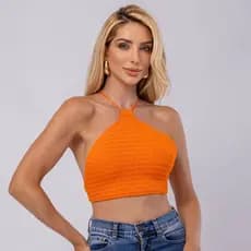 Blusa Feminina Cropped Halter Frente Única Costas Nua