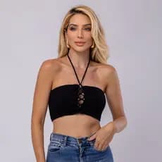 Top Faixa Feminino Modal com Detalhe Trançado Caimento Perfeito