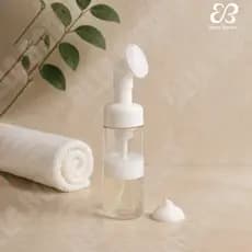 Frasco Pump Espumador Com Escova De Silicone Para Limpeza Facial Skin Care 150ml