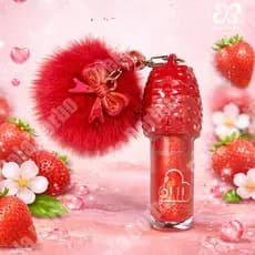 🍓Gloss Labial Morango com Chaveiro Brilho Hidratante Portátil Fofo Presente