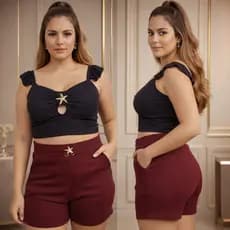 Short Feminino Cintura Alta Texturizado com Bolso – Modela o Corpo, Confortável, Tecido Premium