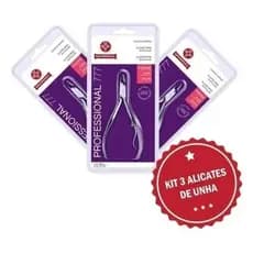 Kit 3 Alicates Cutícula Mundial 777 Inox Manicure Original