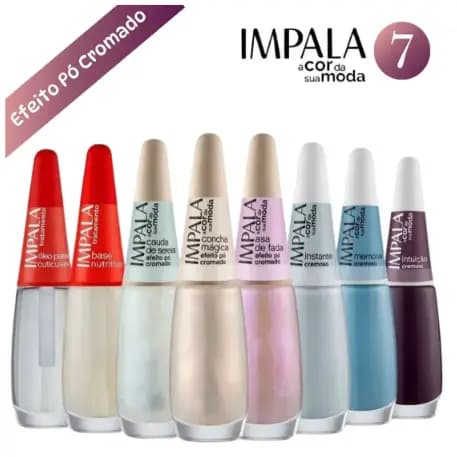 Esmalte Impala A Cor Da Sua Moda 7 Efeito Pó Cromado Kit 8