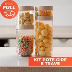 Kit 4 Potes Organizadores Conecta Translúcido 300ml/600ml/900ml/1.200ml UZ