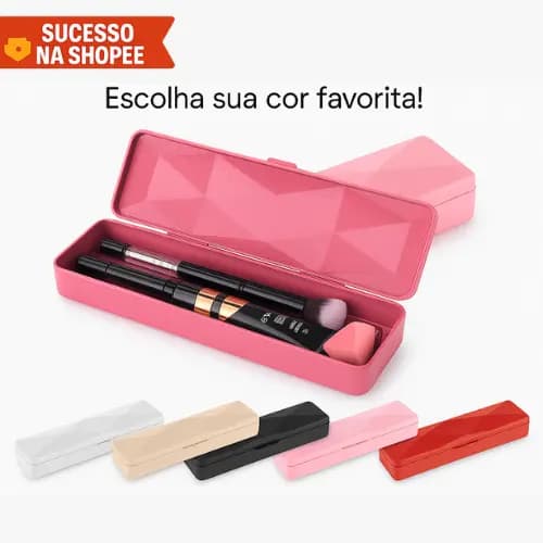 Estojo Multiuso Porta Escova Pincel Maquiagem Remédio Talher Preto Branco Rosa Vermelho Bege UZ