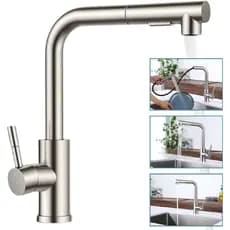 Torneira Gourmet Monocomando com Mangueira Retrátil de Bancada Aço Inox Água Quente e Fria Domum