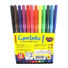 Canetinhas Hidrográficas 12 Cores Hidrocor Para Pintar Desenhar Escolar Atóxicas