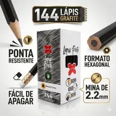Lápis Grafite Hexagonal Caixa com 144 Unidades Gatte Escolar