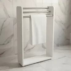 Toalheiro De Piso Triplo Faixa Decor Mdf Branco