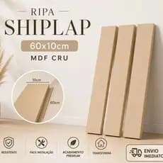 Painel Ripado MDF Cru Premium 60x10cm | Ripas Decorativas Shiplap | Acabamento Moderno