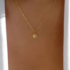 Moda 18k Banhado A Ouro Sol Pingente Colar Jóias De Metal Para Presente De Aniversário Feminino &-*