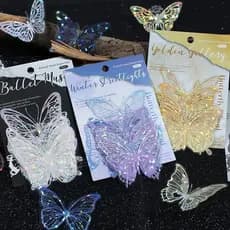 20 peças de adesivos de borboleta holográficas brilhantes, adesivos naturais transparentes para Scrapbook, diário DIY -