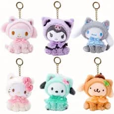 Kawaii Sanrio Cat Series Brinquedos De Pelúcia Kuromi Hello Kitty Melody Chaveiro * & -