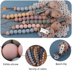 《Harborheaven》 Clipe de Chupeta para Bebê Silicone Grau Alimentício Livre de BPA Fixação de Dentes Listra Brinquedo de B