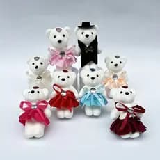 Urso de pelúcia pequeno de 11cm com roupa/urso de pelúcia chaveiro F7Z2