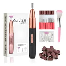 Motor De Unhas Portátil-lixadeira De Unhas Com 11 Brocas para Manicure e Pedicure, Polimento e Modelagem (Preto)
