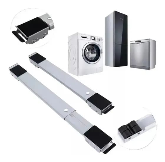 BRANCO/PRETO - Base Suporte com Rodinha P/ Geladeira e Máquina de Lavar