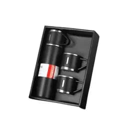 Kit 3 Xicaras + Garrafa Termica Vacuum Bottle Inox 500ml - PRETO